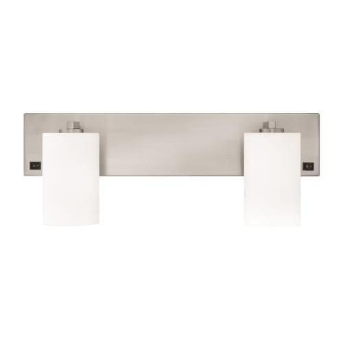 Double Light, Double Headboard Lamp, 22"W x 8"H, Brushed Steel
